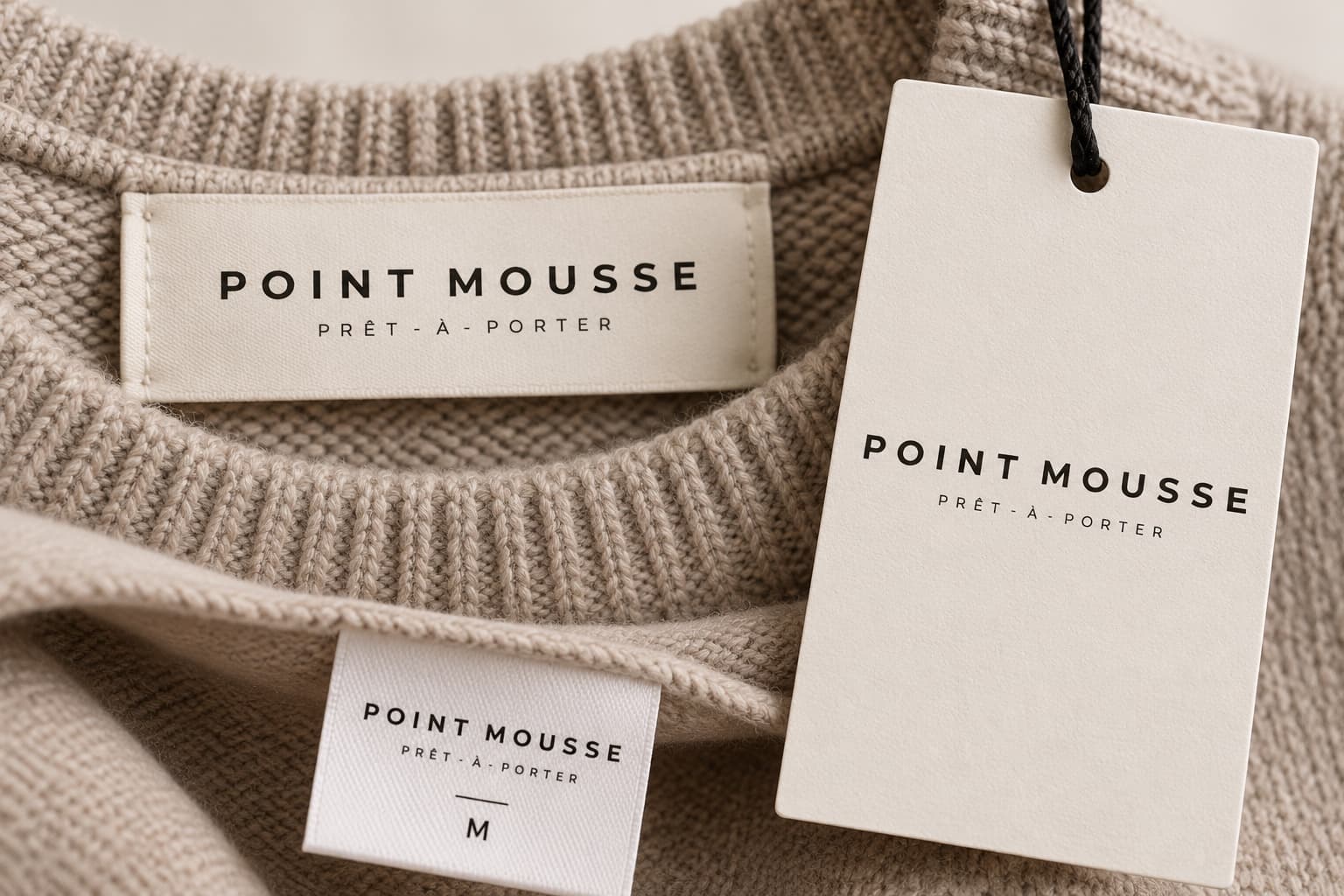 Étiquettes et étiquette-cadeau Point Mousse sur une maille